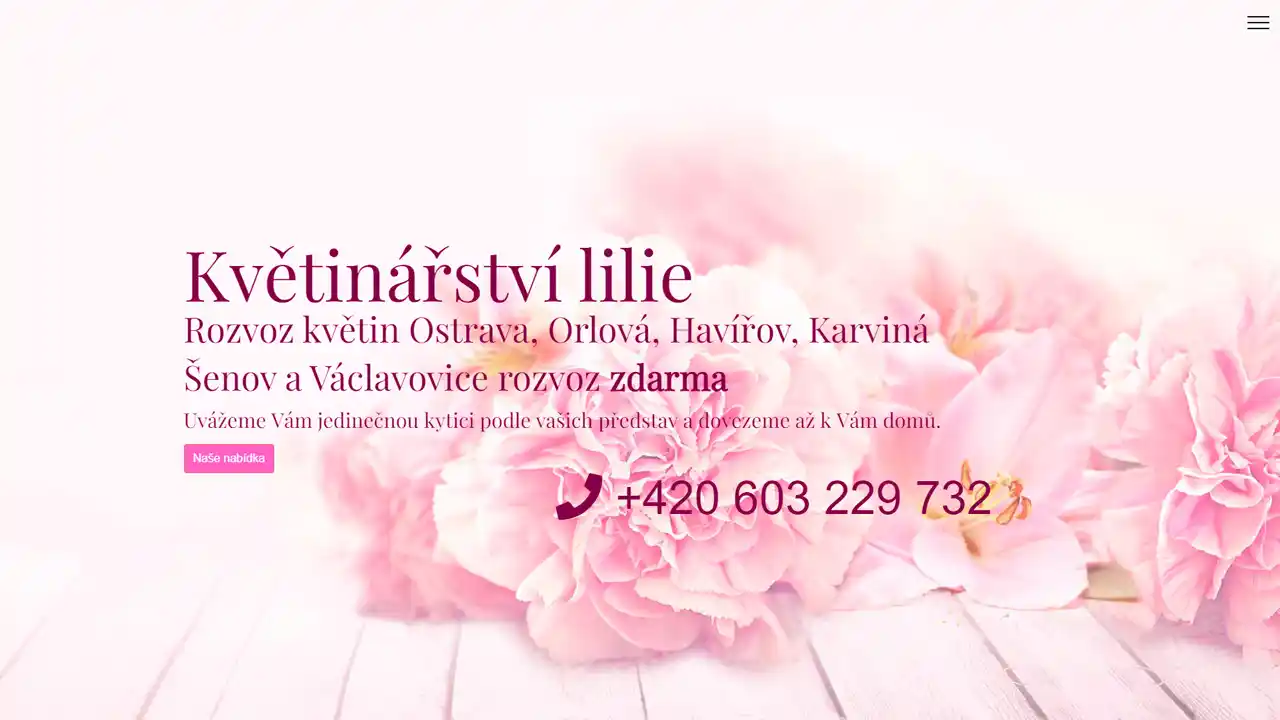 Květinářství lilie -portfolio webdesign studio82.cz